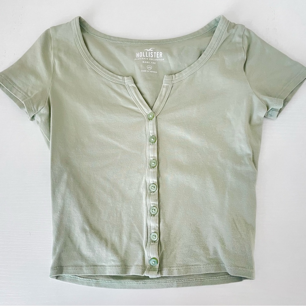Hollister Button Up Short Sleeve Baby Tee XXSmall